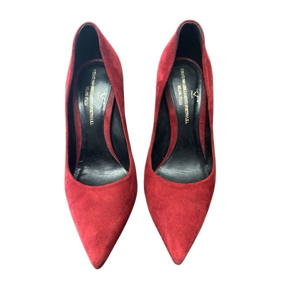 Versace 1969 Italia Women Red Suede point stiletto heel Size: 361/2, US 6